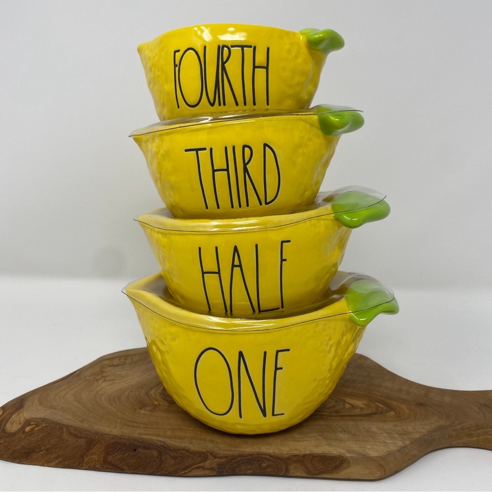 NEW Rae Dunn Ceramic Yellow Lemon Measuring Cup Set ๐ - Picture 2 of 5